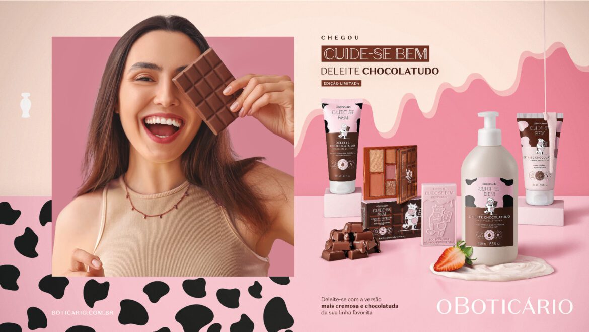 Vai um docinho aí? O Boticário apresenta Cuide-se Bem Chocolatudo, uma nova versão mais doce e divertida da famosa linha Deleite