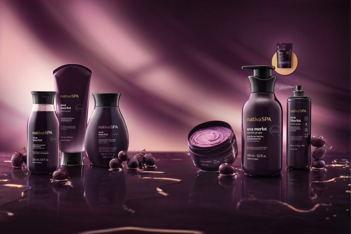 O Boticário apresenta Nativa SPA Uva Merlot nova linha de cuidados corporais que desacelera os sinais do tempo na pele desde o primeiro uso