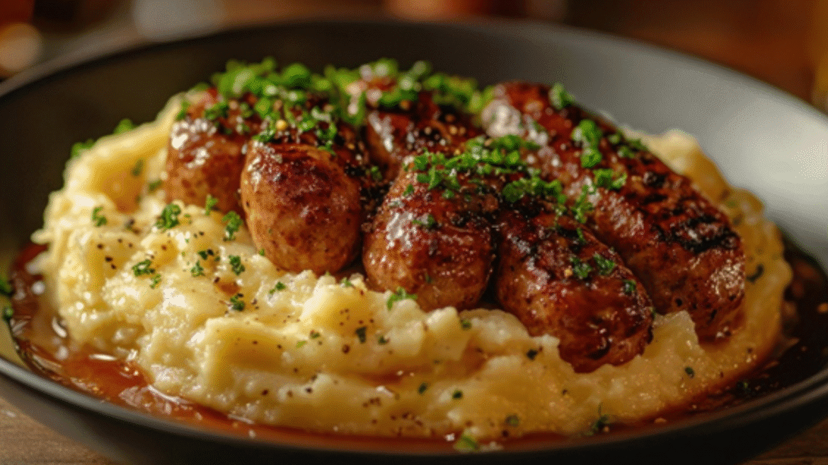 Surpreenda no jantar com a receita de Linguiça Flambada na Cachaça com Purê de Mandioquinha da Água Doce Sabores do Brasil